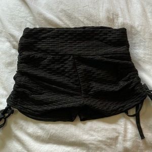 Black Ruched Swim Athletic Short